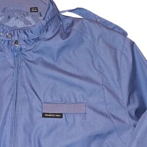 Members Only Vintage 80s 90s Blue Bomber Jacket Men Size 42 Zip Up Nerdcore